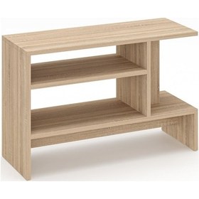 Resim Sümela Raflı Yan Sehpa - Gazetelik, Dergilik, Kitaplık Meşe 