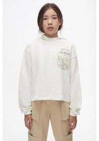 Resim Kız Kapuşonlu Sweatshirt 24knk37808 Ekru 