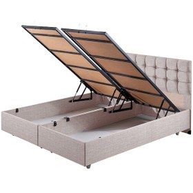 Resim Venedik İkili Set, Venedik Çift Kişilik Baza Başlık Seti Krem 160 x 200 