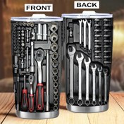Resim 1 adet/20oz Paslanmaz Çelik Araç Bardağı, Takım Çantası Baskılı, Çift Duvar Vakum Yalıtımlı Seyahat Kahve Kupası Kapaklı, Tekrar Kullanılabilir Termal Yiyecek & İçecek Konteyneri, Noel, Şükran Günü, Sevgililer Günü, Babalar & Anneler Günü için İdeal Hediye 