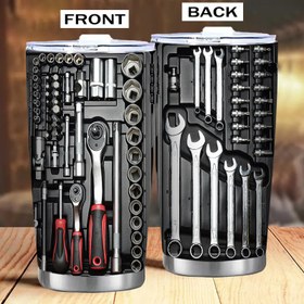 Resim 1 adet/20oz Paslanmaz Çelik Araç Bardağı, Takım Çantası Baskılı, Çift Duvar Vakum Yalıtımlı Seyahat Kahve Kupası Kapaklı, Tekrar Kullanılabilir Termal Yiyecek & İçecek Konteyneri, Noel, Şükran Günü, Sevgililer Günü, Babalar & Anneler Günü için İdeal Hediye 