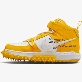 Resim Off-White™ 'x Nike Air Force 1 Mid 'White and Varsity Maize' 