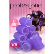 Resim Renkli 3 cm Saç Bigudisi 12'li Profesyonel Set 