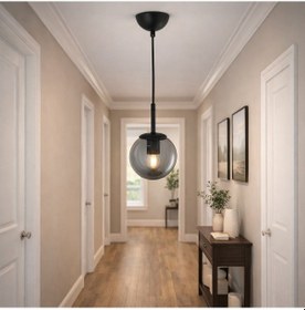 Resim Tt604-1-fullsy Tt Ayd. Mat Siyah Tijli Glop Camlı Tekli Avize Siyah - Bal Cam 