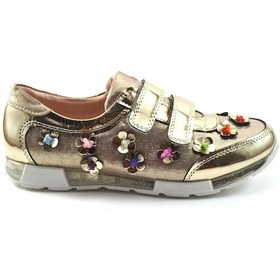 Resim Bayrak Dore Çiçekli Cırtlı Kız Çocuk Günlük Spor Ayakkabı Altın 