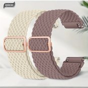Resim Gaojunshop01 2 Adet 22mm Siyah Beyaz Nylon Örgü Saat Kayışı Hızlı Değişim Erkek Kadın 
