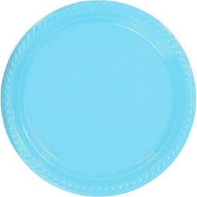 Resim 25 Adet Açık Mavi Plastik Kullan At Doğum Günü Parti Tabağı 