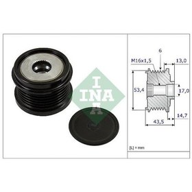 Resim INA 535023710 Alternatör Kasnağı 43.5Mm Cmax Fiesta VI Focus III Kuga II Transit Connect Courier 1.5 1.6 2.0TDCI 