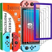Resim IMBZBK Nintendo Switch 2017 için 4 Paket Ekran Koruyucu Temperli Cam Aksesuarları 2 Paket TPU Nintendo Anahtarı Denetleyici Kılıf Kapak, Tam Kapsama 