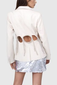 Resim Aldridge Kesimli Taşlı İpli Beyaz Blazer - XL 