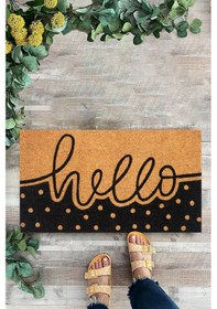 Resim Hello Yazılı Paspas, İç Ve Dış Kapı Dijital Baskı Kapı Önü Paspas 