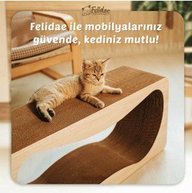 Resim FeyzaDesign Yatay Kedi Tırmalama Kanepesi, XLarge, Bej Ahşap Renk, 75x36x24cm 