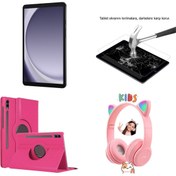 Resim Galaxy Tab A9 8/128 GB 8.7'' Tablet+Pembe Işıklı Bluetooth Kulaklık+Pembe Kulaklık+Nano Kırılmaz 