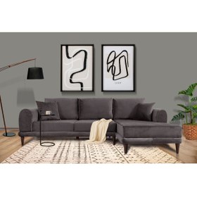 Resim Tasarım Nero Kadife Köşe Koltuk, Koyu Gri, 250X160, Sağ Köşe 