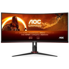 Resim AOC 34 inc CU34G2XP\u002FBK 1ms 180Hz FreeSync Premium WQHD VA Curved Gaming Monitör 