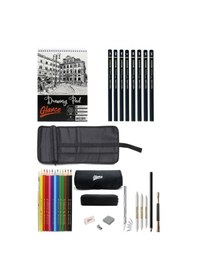 Resim A5 Çizim Defteri 120 Gr 50 Yp Tombow Monor Dereceli Kalem Faber Aquarel Çantalı Çizim Eskiz Seti 
