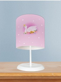 Resim Mekta Home Bebek Ve Çocuk Odası Pembe Kuğu Desenli Abajur 