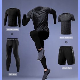 Resim Erkek 4 Adet Yüksek Esneklikli Spor Seti - Uzun Kollu Tişört, Dar Kesim Pantolon, Şort ve Koşu Ekipmanı, Basketbol Antrenmanı, Koşu ve Açık Hava Sporları için - Nefes Alabilen, Hızlı Kuruyan Kumaş, Cep Detayları ile, Basketbol Antrenmanı Ekipmanı | Spor Bakışı | Esnek Malzeme, Basketbol Antrenmanı Ekipmanı 