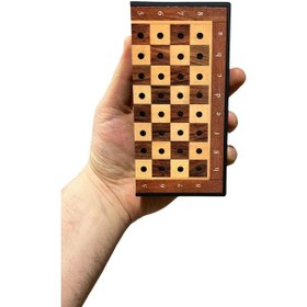 Resim Gifthome Pocket Serisi Küçük Boy Black Ceviz Desenli Kutulu Klasik Satranç Takımı 13,5 X 13,5 Cm. 