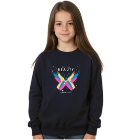 Resim Fyk Kids Yuvarlak Yaka Kız Çocuk Üst-baskılı Sweatshirt Lacivert 