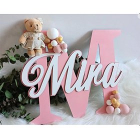 Resim İsme Özel Çocuk ve Bebek Odası Harf Üzeri İsimli Kapı Ve Duvar Süsü Pano İsimlik Pembe 