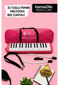 Resim 32 Tuşlu Pembe Melodika Bez Çantalı Pembe 
