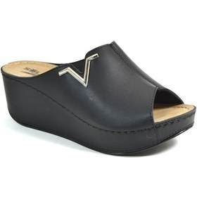 Resim Solariz Z6145 Dolgu Topuk Siyah Ortopedik Anatomik Kadın Terlik Siyah 