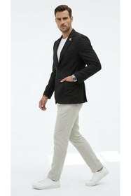 Resim Plus Scorpion Erkek Slim Fit Blazer Ceket Tek Düğmeli Çift Yırtmaçlı Torba Cepli Yarım Astarlı 