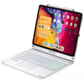 Resim Ipad Pro 12.9 (2018) Kılıf Magic Dönen Klavyeli Tablet Kılıf - Gümüş 