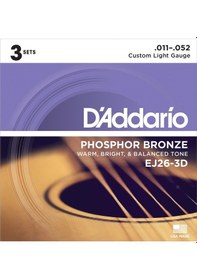 Resim D'addario Ej26-3d Phosphor Bronze Serisi Akustik Gitar Tel Seti Phosphor Bronze 