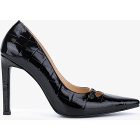 Resim Valmenti Kadın Hakiki Deri Siyah Kroko Stiletto Ayakkabı 1138 4930 Bn Ayk SK25-26 Sıyah Kroko 