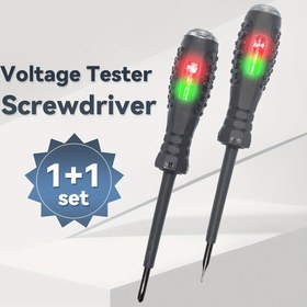 Resim 2 adet Yüksek Torklu Phillips ve Flathead Tornavida, Dahili Gerilim Test Cihazı ile - Canlı Tel Tespiti için LED Işık Göstergeleri, Manyetik Baş Tasarımı, Ev Elektrik Tamirleri için Temel, Elektrik Güvenliği Aracı | LED Işık Tornavida | Dayanıklı Yapı, Tornavida Seti 