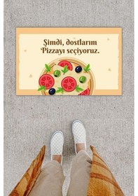 Resim Dijital Baskı Dekoratif Pizza Pudra Kapı Önü Paspası K-1211 