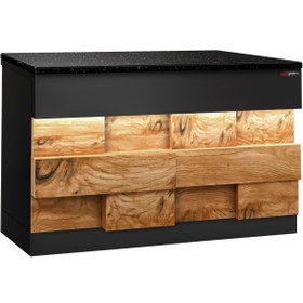 Resim Kasa Bankosu TORONTO - 1150mm - Ahşap Ön Panel - Siyah Granit Çalışma Tezgahı 