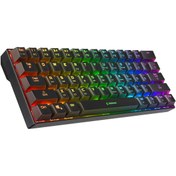 Resim Rampage KB-RX63 B-ATOM Siyah Bluetooth RGB RED SWITCH US Layout English 63 Tuşlu Mini Gaming Oyuncu Klavyesi 
