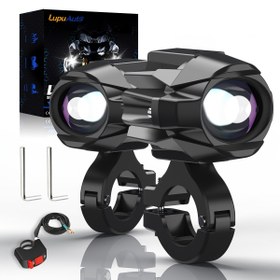 Resim LUPUAUTO Evrensel Beyaz Sarı Çift Renkli Motosiklet Far Seti, LED Projektör, Yüksek / Alçak Ayna Sis Farı, Mini Far, 12V 24V, Alüminyum Malzeme, 3000 Lümen'den Fazla, Motosiklet, Araba, Kamyon, SUV, UTV için, Bataryasız 
