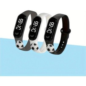 Resim Sunshine022 3 Adet Futbol Tasarımlı Akıllı Elektronik Spor Saati Gri Beyaz Siyah Sevgiliye Hediye Diğer 