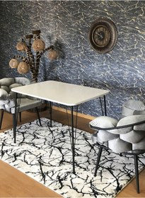 Resim Yirmi15 Siyah Ayaklı 70x110 Cm Beyaz Eclipse Mutfak Masası Çalışma Masası Bilgisayar Masası- Masa 