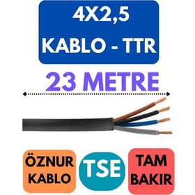 Resim Öznur 4x2,5 Ttr Kablo Metre Seçenekli Siyah - 23 Metre 