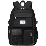 Resim Ergenlik Çağındaki Erkek Ve Kızlar İçin Okul Sırt Çantası, Öğrenciler Su Geçirmez Kitap Çantası, Günlük Seyahat Günlük Sırt Çantası 18in Siyah Kareli Çok Renkli 