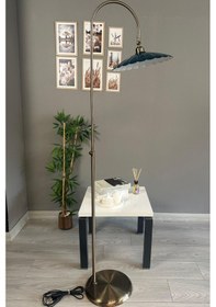 Resim Risso Lambader Deniz Yeşili Yarım Lale Başlık Modern Dekoratif Metal Oturma Odası Çalışma Odası Su Yeşili 