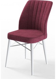 Resim Canisa Concept Arp Serisi 70x110 Sabit Mutfak Masası Takımı Beyaz Mermer Desen Masa 4 Bordo Sandalye Masa Beyaz/ Sandalyeler Bordo 