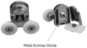 Resim Duşakabin Tekerleği Tekeri Rulman Metal Gövdeli Üst Tekerlek Krom Teker Çapı 22 mm 