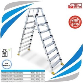 Resim Sözbir 9+9 Gold Alüminyum Çift Çıkışlı Merdiven 