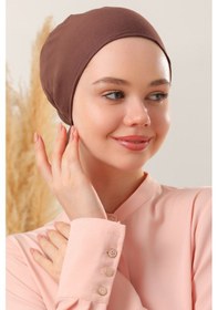 Resim Melodi Scarf Dikişli Bone Kahverengi Kahverengi 