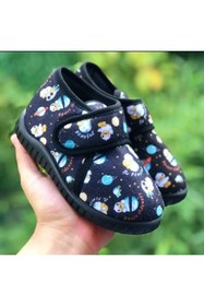 Resim Pandalina Çocuk Panduf Kreş Ev Okul Ayakkabısı Yumuşak Kaydırmaz hafif Taban Cırt Cırtlı Kreş Ayakkabısı 