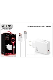 Resim Auris ARS-CH37 120 Watt USB To Type C Turbo Max Şarj Aleti + Type C Kablo Saliseli 