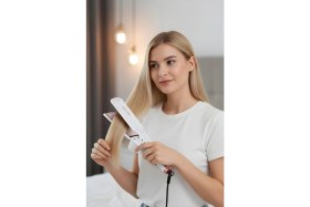 Resim Aprilla Ahs-2033 Beyaz Geniş Seramik Kaplamalı Güçlü Saç Düzleştirici (40mm*120mm) 