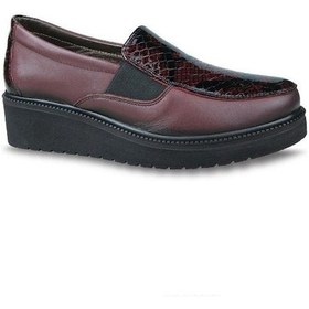 Resim Ceyo 0730 Kadın Hakiki Deri Feta Topuk Anatomik Ayakkabı Bordo 