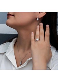 Resim Gümüş Çiçek Desenli Kadın Set 84854053 